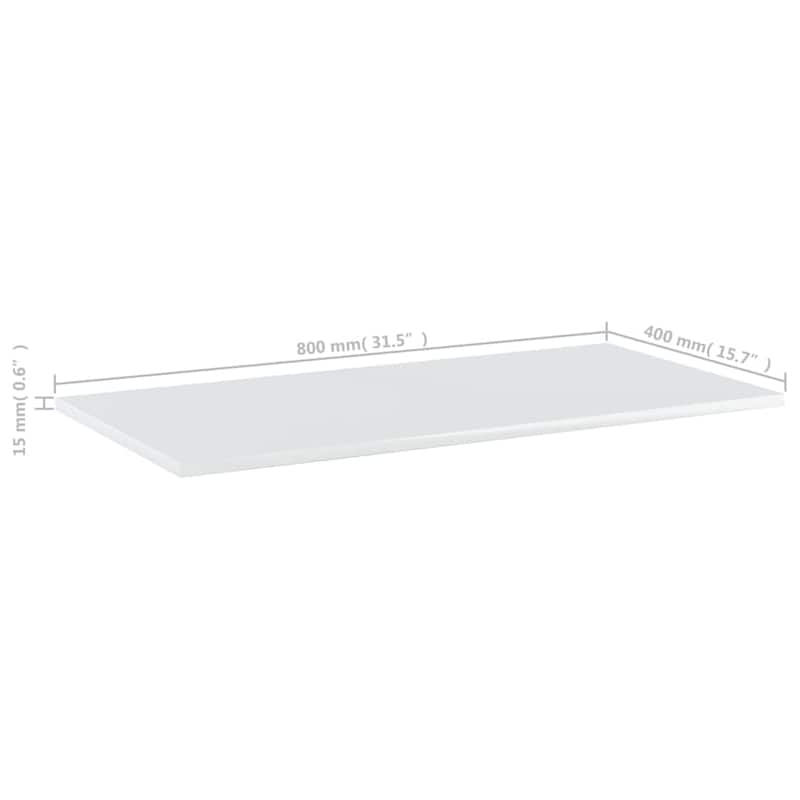 vidaXL Bookshelf Boards 4 pcs High Gloss White 31.5"x15.7"x0.6" Chipboard