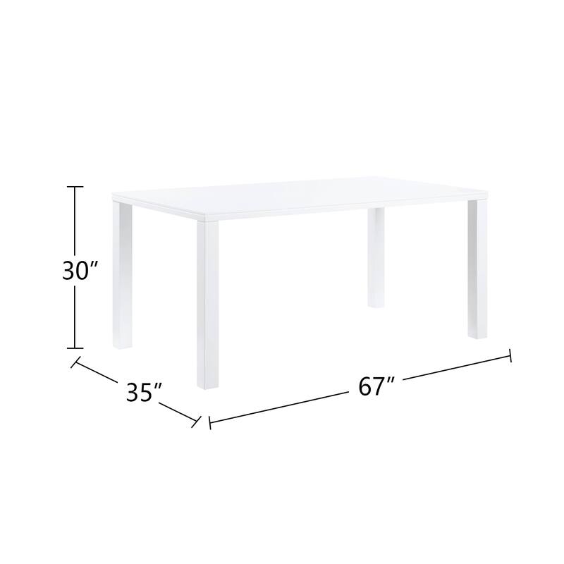Rectangular Wood Dining Table in High Gloss White Finish