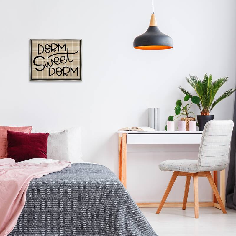 Stupell Sweet Dorm on Plaid Framed Floater Canvas Wall Art Design By Mandy Ford Art + Illustration