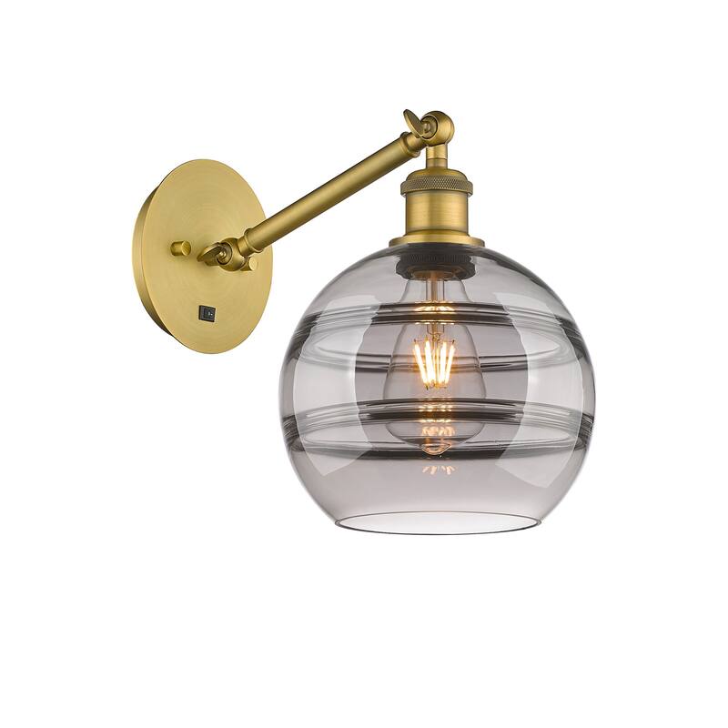 Innovations Lighting 317-1W-10-8 Rochester Sconce Rochester 10" Tall - Brushed Brass / Smoked