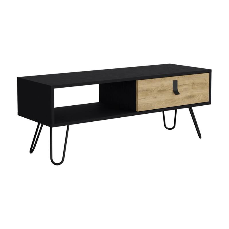 Huna Coffee Table with Hairpin Legs and Drawer