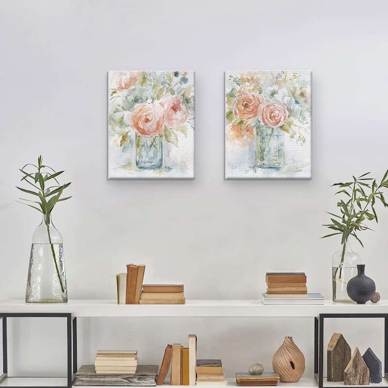 Cabbage Roses I, II by Carol Robinson Canvas Art Prints