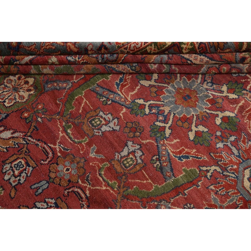 Pre-1900 Antique Sultanabad Persian Area Rug Hand-knotted Wool Carpet - 9'1" x 13'0"
