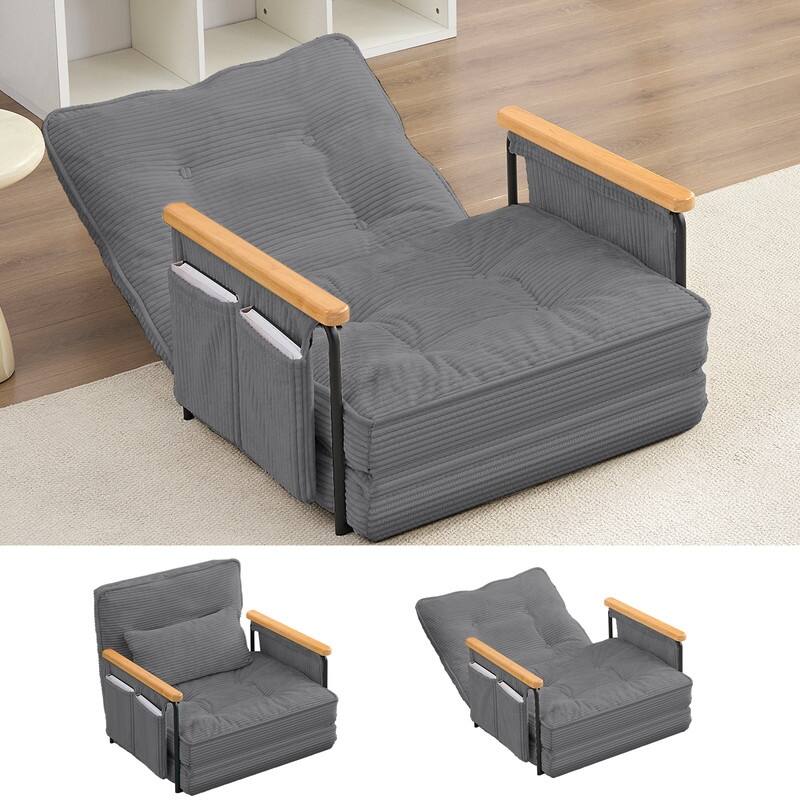 Mixoy Muti-Functional Folding Floor Sofa Bed,3-Seater,2-Seater,1-Seater Lazy Futon Sofa with 6 Position Adjustable Backrest - 29.9''*28''*26.4'' - GREY