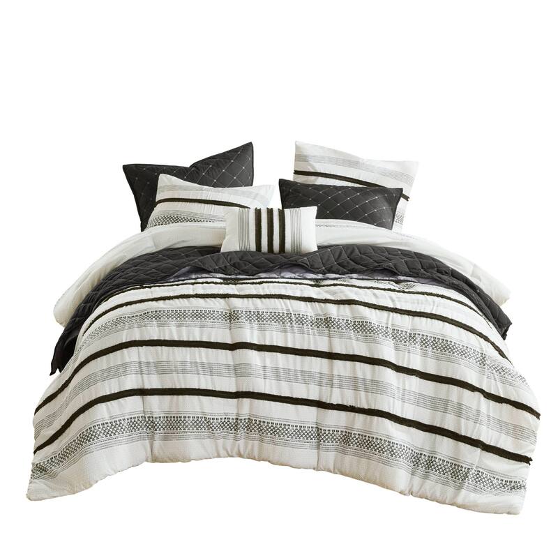 GDF Studio - Carolina 7-Piece Stripe Comforter and Quilt Set