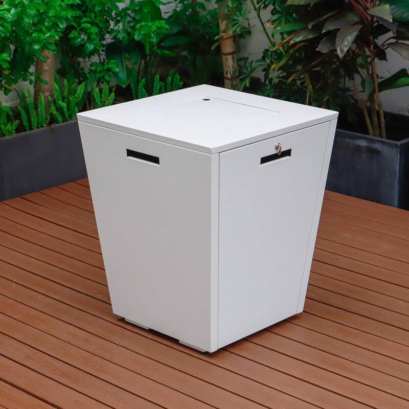 Chelsea Outdoor Aluminum Square Propane Fire Pit Table with Glass Wind Guard for Patio, Deck, Backyard CSA Certified Fire Table