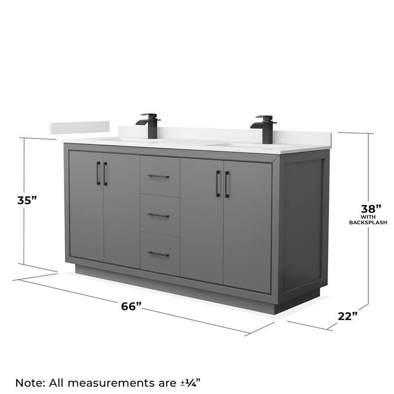 Wyndham Collection WCF111166D-QTZ-UNSMXX Icon 66" Free Standing Double