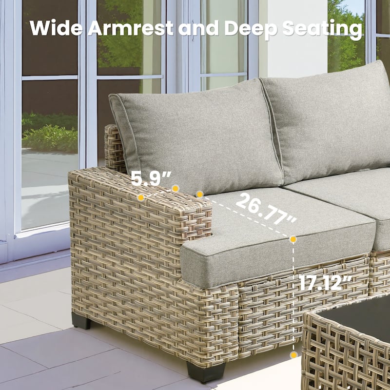 XIZZI 8-piece Outdoor Grey Wicker Furniture Conversation Set