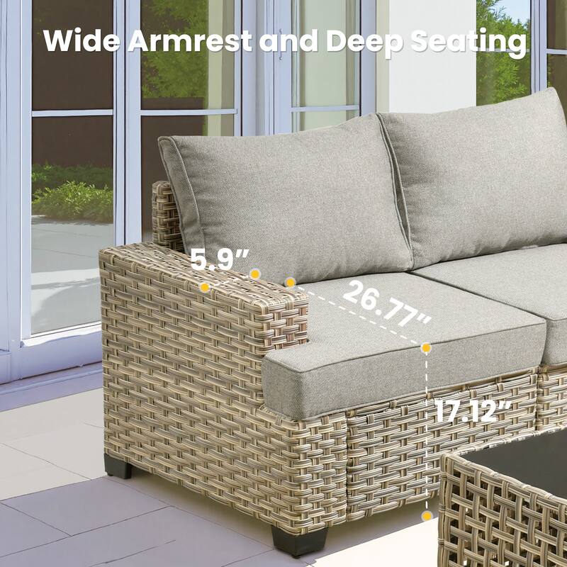 XIZZI 9-piece Outdoor Wicker Patio Furniture Set with Swivel Chairs