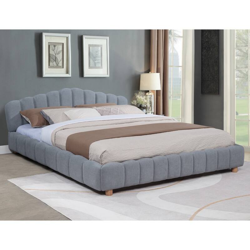 Best Master Furniture Tranquil Retreat Velvet Upholstered Platform Bed - Light Gray