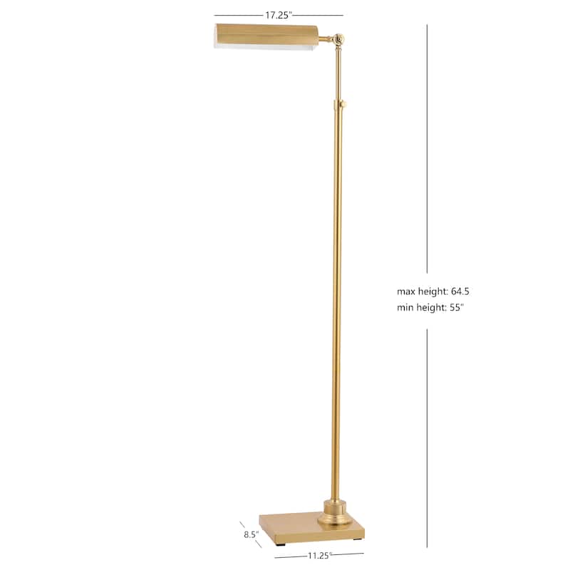 SAFAVIEH Lighting Margurite 65" Floor Lamp - 17.3" x 8.5" x 55-64.5" - Brass Gold - 17Wx9Dx65H