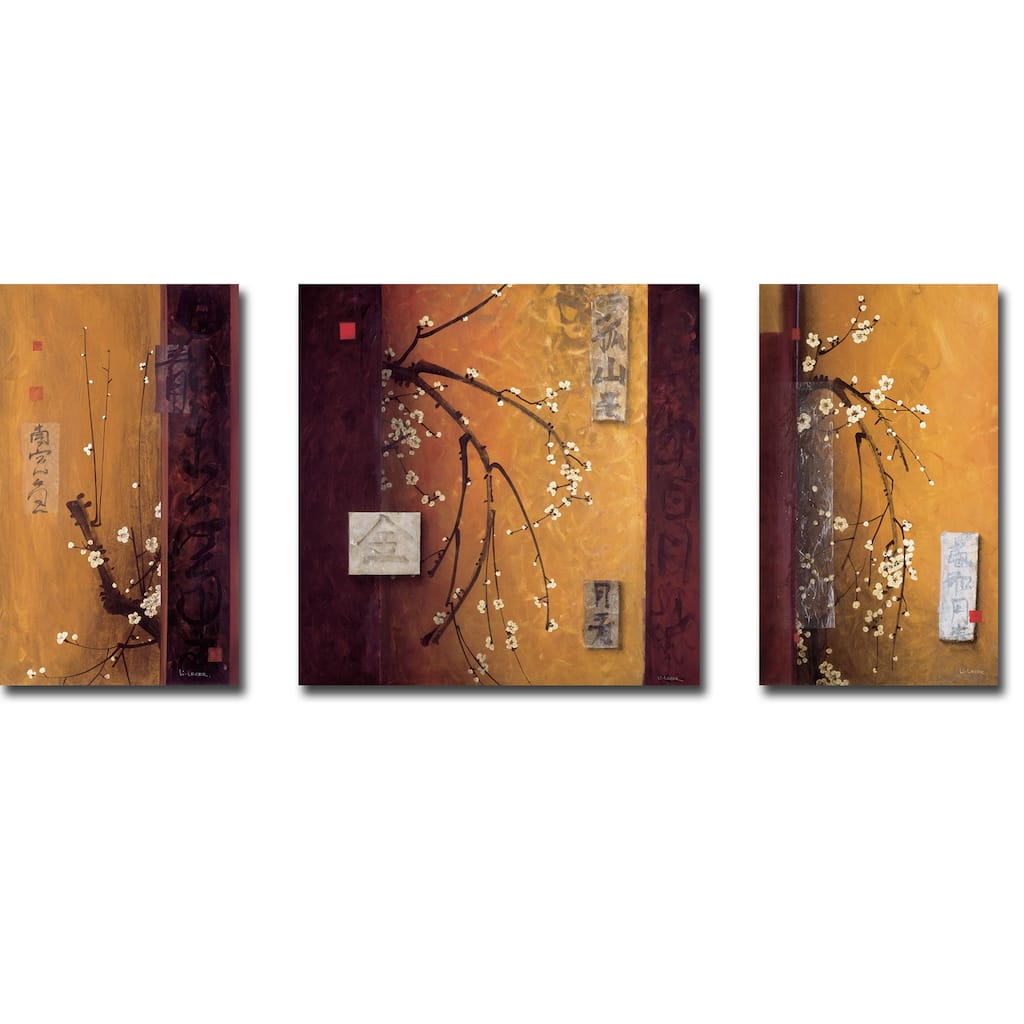 Oriental Blossoms I, II, & III by Don Li-Leger 3-pc Gallery Wrapped Canvas Giclee Set (30 in x 66 in Overall Size)