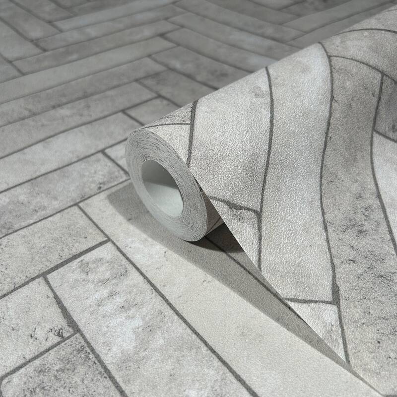 Galerie Wallcoverings Bricks and More Collection Herringbone Brick Matte Finish Vinyl on Non-woven Wallpaper Roll