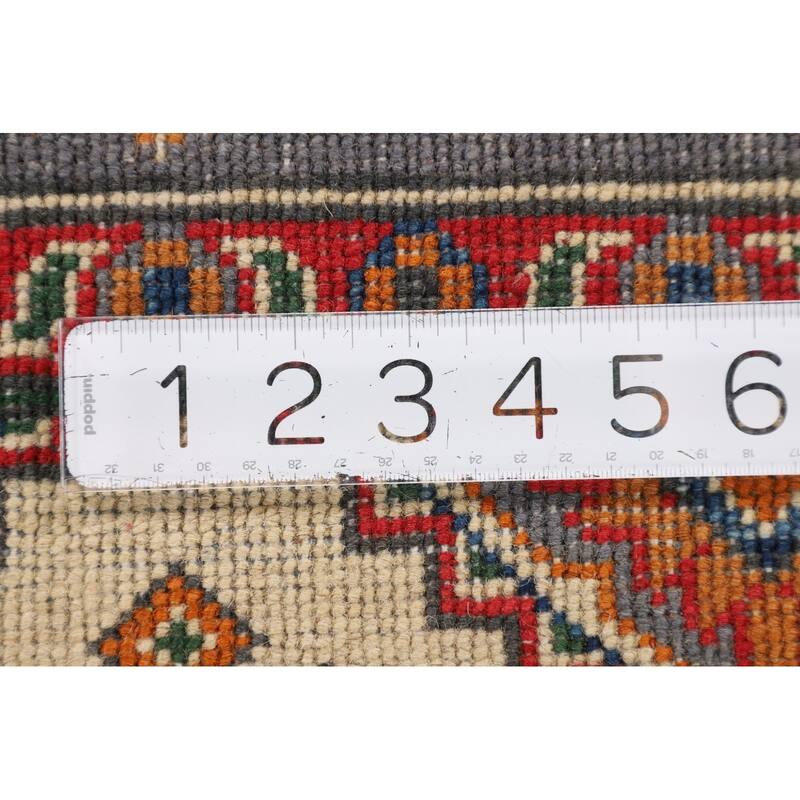 Geometric Kazak Rug Handmade Foyer Wool Carpet - 2'9" x 4'0"