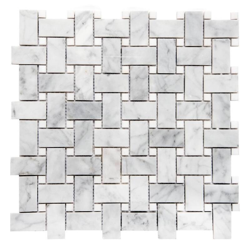 The Tile Life Santorini Basketweave 0.44x0.88 White Marble Floor & Wall Tile