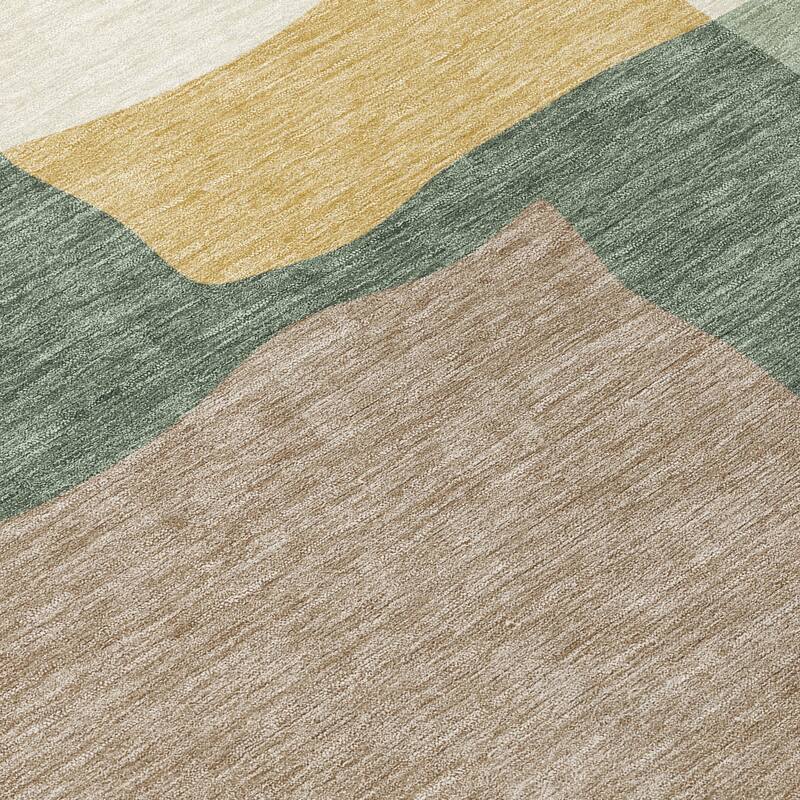 Machine Washable Indoor/ Outdoor Contemporary Blox Chantille Rug