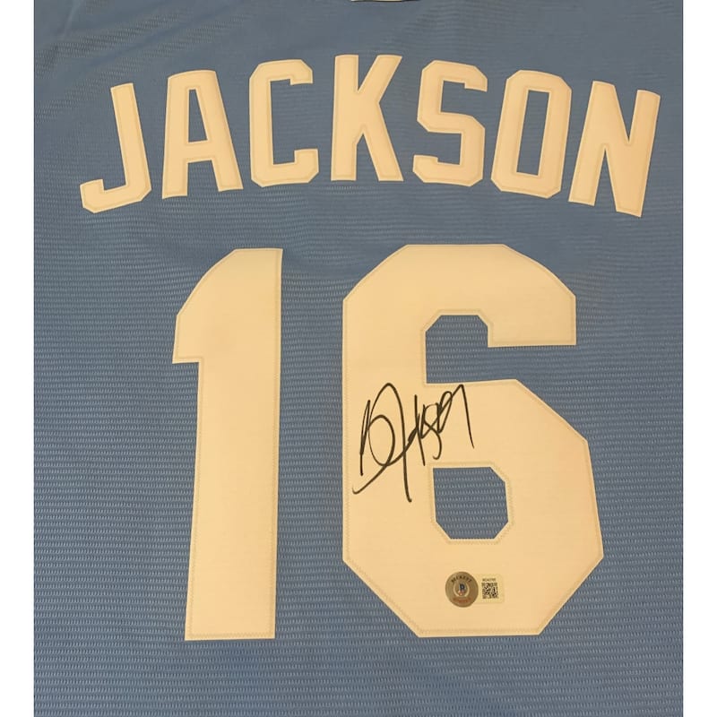 Bo Jackson Autographed Kansas City Royals Signed Nike Baseball Powder Blue Jersey Beckett COA - 8'6" x 11'6"