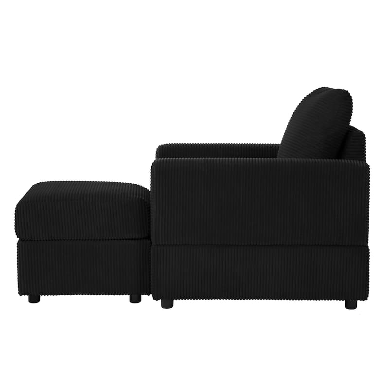 GDFStudio Classic Corduroy Club Chair with Ottoman