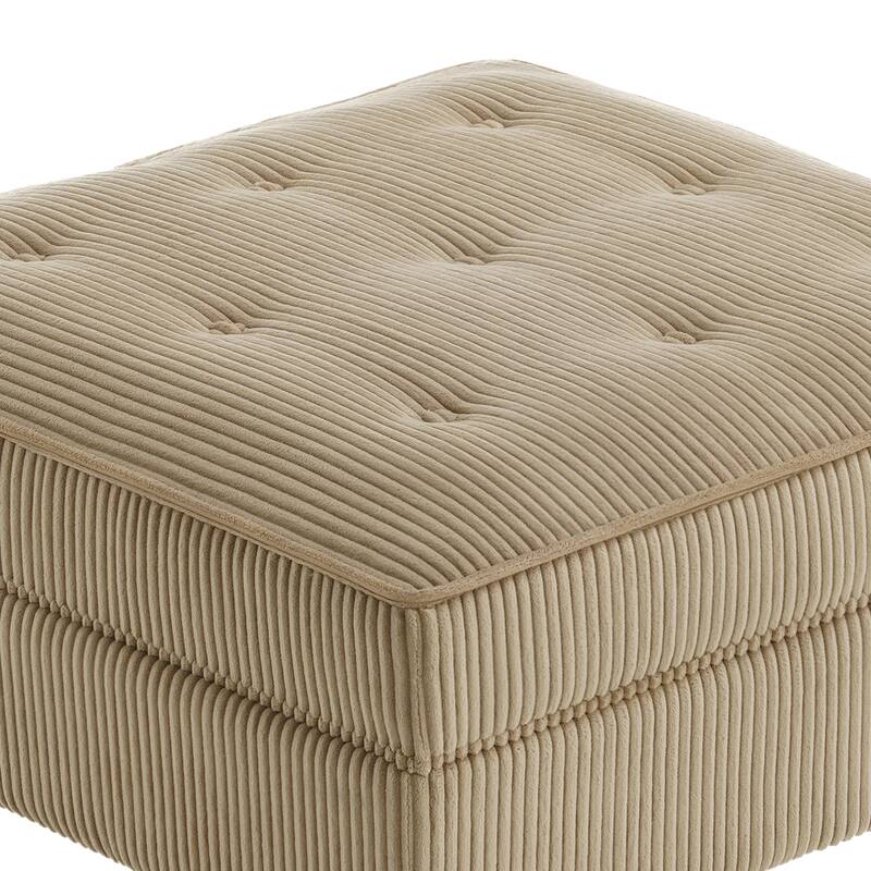 31.78" W Oversized Square Upholstered Storage Ottoman with Wooden Tray