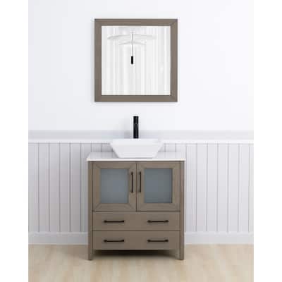 Vanity Art 30-inch Single Sink Bathroom Vanity Set With Engineered Marble Top and Free Mirror - 30 x 18.5 x 36 Inches
