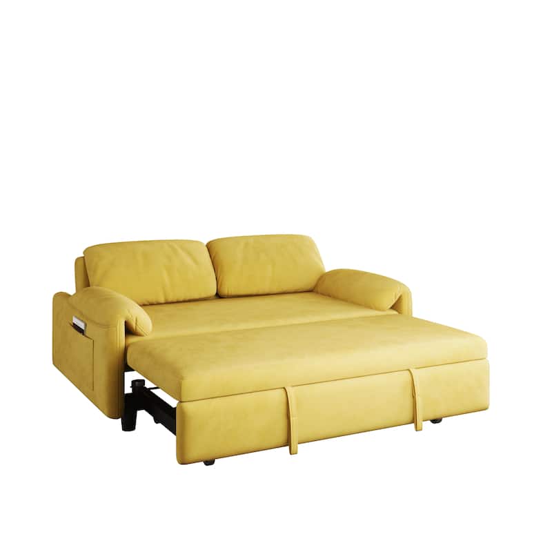 Sofa at the Forefront: 54-inch Velvet Sofa Bed for Multi-purpose Living Spaces, Featuring a Retractable Bed