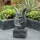 preview thumbnail 1 of 5, Silver and Grey Modern Abstract Metal Floral Cement Outdoor Fountain - 37" H