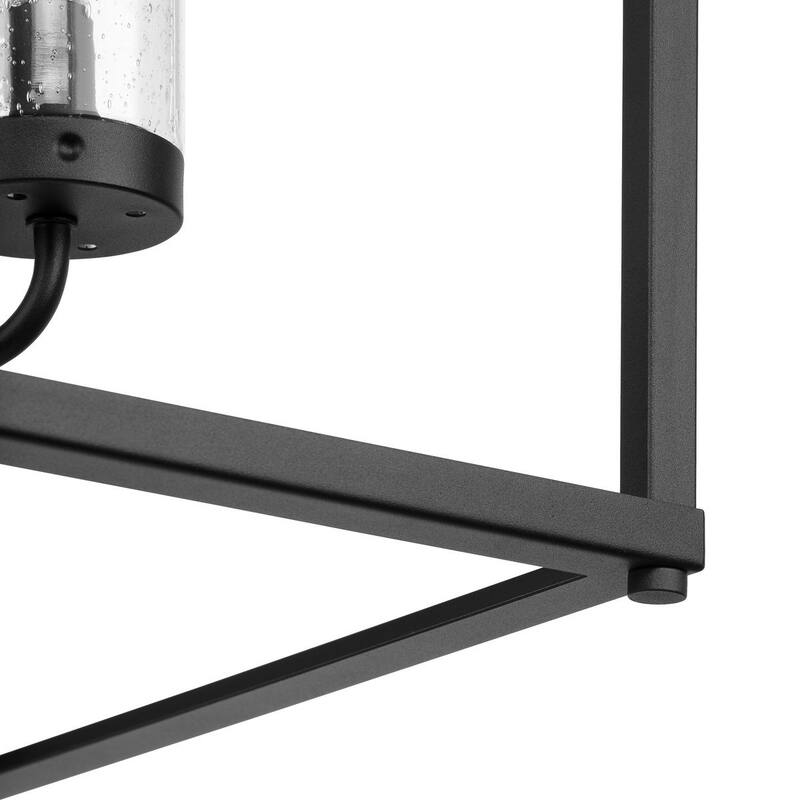 Chapel Collection Four-Light Textured Black Modern Farmhouse Outdoor Living Pendant - 18.12 in x 18.12 in x 22.12 in