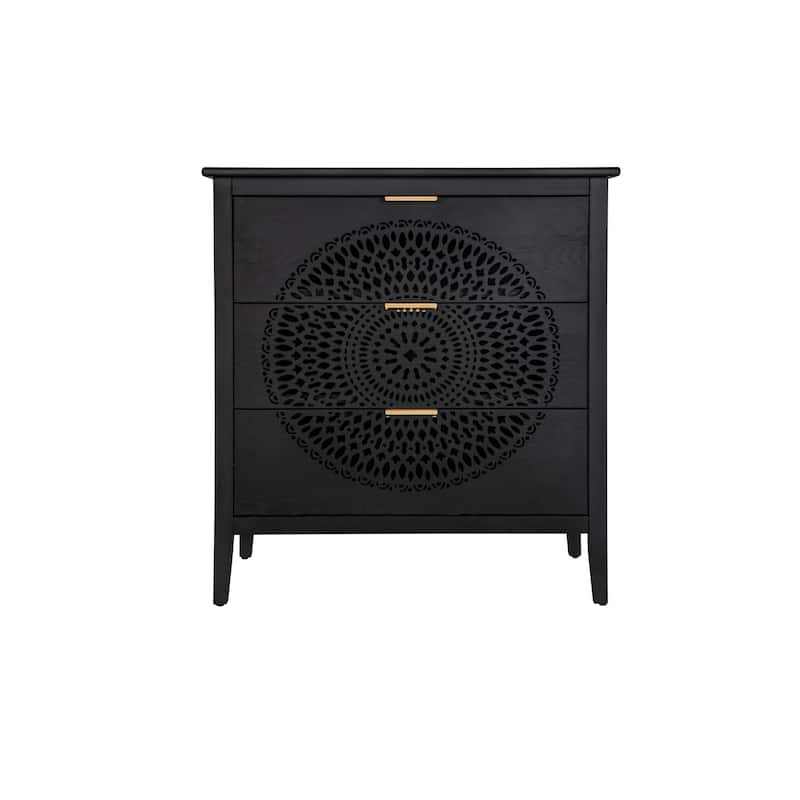 3 Drawer Dresser Storage Chest with Metal Handles