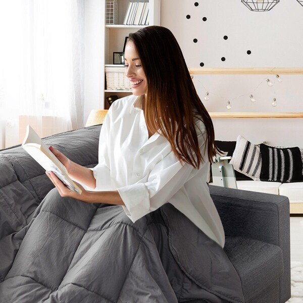 17 lbs Weighted 100% Cotton Blankets-Gray | eBay