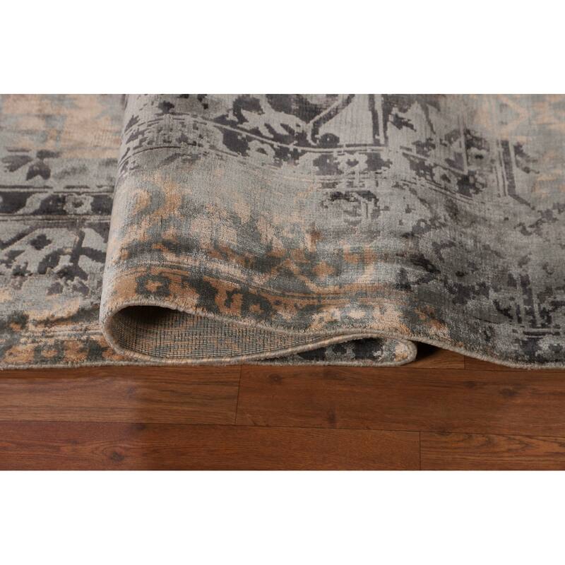 Contemporary Abstract Modern Area Rug Hand-Knotted Wool Carpet - 6'6" X 9'9"