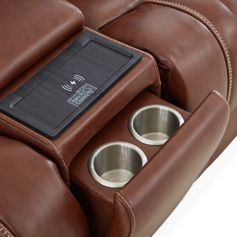 Liberty Furniture Caswell Power Loveseat with Console Chestnut Leather - Width 82" x Depth 40" x Height 42"