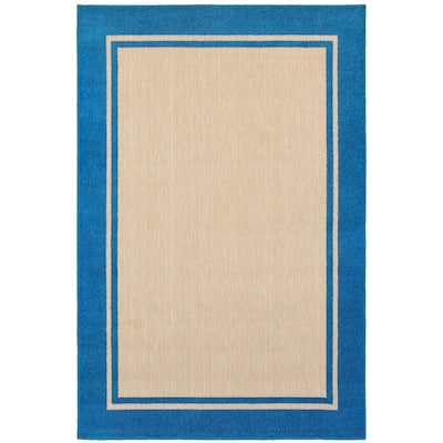 Chaumont Sand Blue Border Outdoor Casual Area Rug