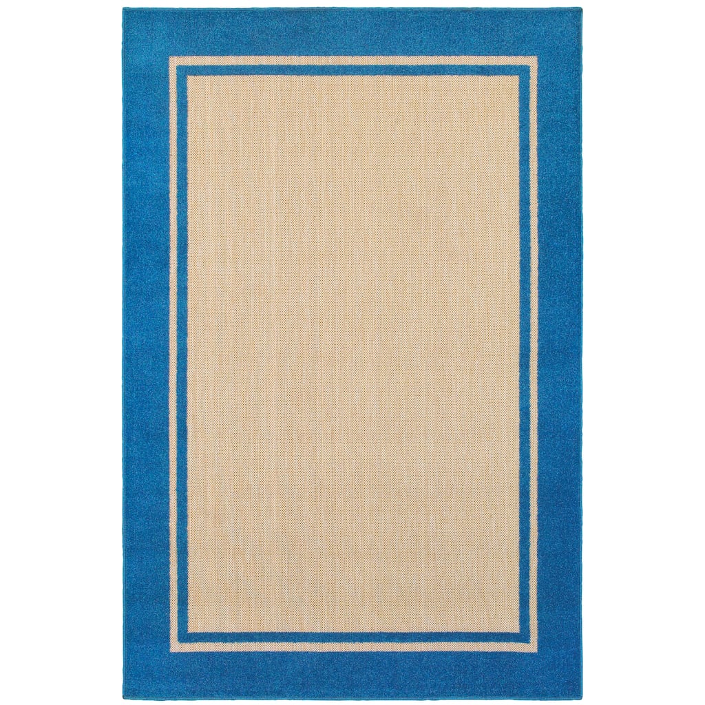 Chaumont Sand Blue Border Outdoor Casual Area Rug