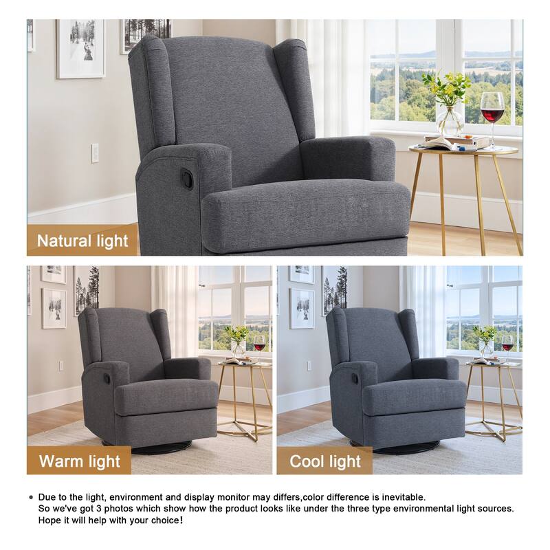 Swivel Wingback Glider Rocker Nursery Recliner Chair