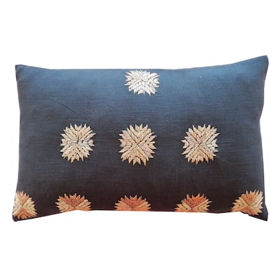 Jiti Indoor Sufi Star Emblem Embroidered Linen Accent Rectangle Lumbar Pillows Cushion for Sofa Chair 12 x 20