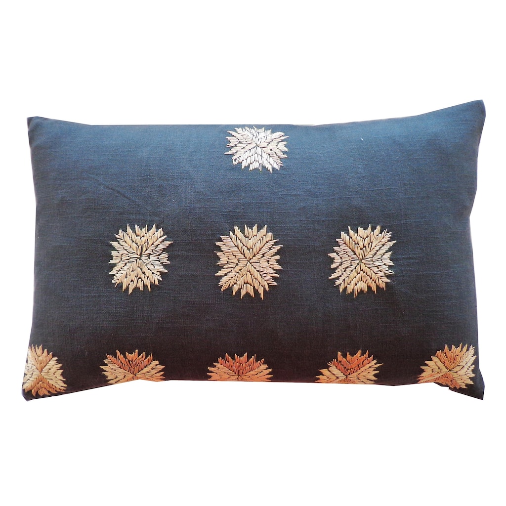 Jiti Indoor Sufi Star Emblem Embroidered Linen Accent Rectangle Lumbar Pillows Cushion for Sofa Chair 12 x 20