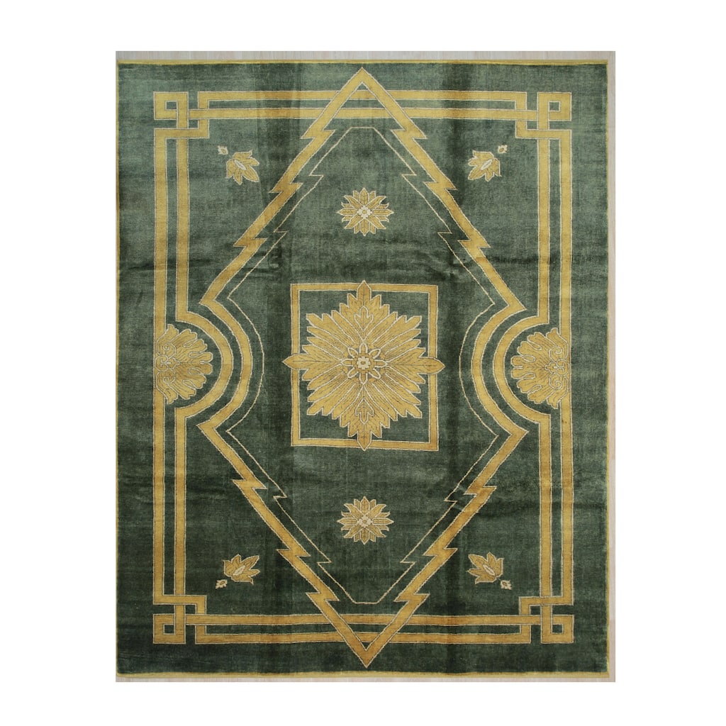 Green Traditional Ningxia Rug, 9'3 x 11'5