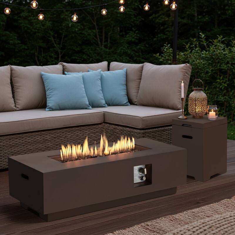 50,000 BTU 30" Outdoor White Round Propane Fire Pit Table and Set
