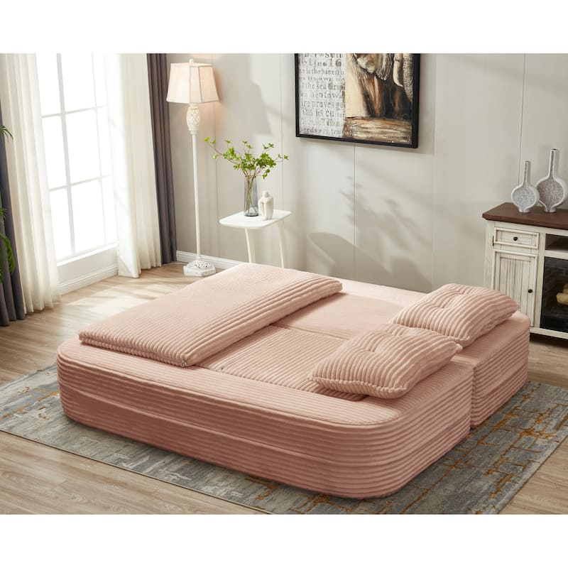 Sofa Bed With Independent Chaise Lounge And Functional Blanket,Convertible Sofa Bed,King Size Bed,Deep Seat