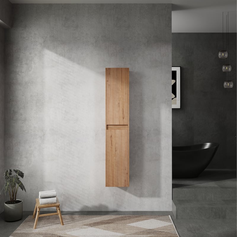 12" Bathroom Side Cabinet, 2-Soft Close Doors, Float Mounting Design,12*2(KD-Packing)