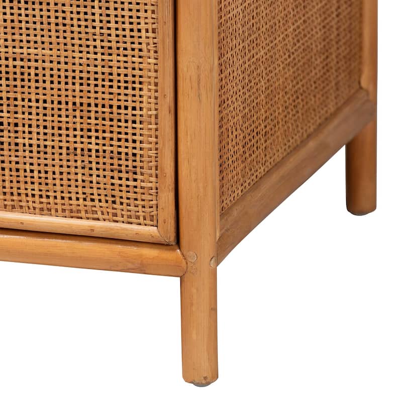 Sampit Natural Rattan 4-Drawer Storage Cabinet - Handwoven Cane Display Unit, Boho Coastal Accent for Hallway or Living Room