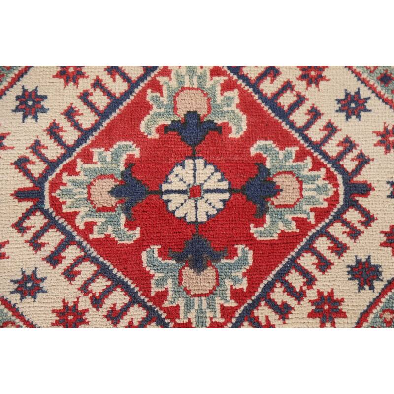 Hand Knotted Oriental 100% Wool Carpet Traditional Geometric Brown Kazak Area Rug - 9' 5'' X 6' 7''