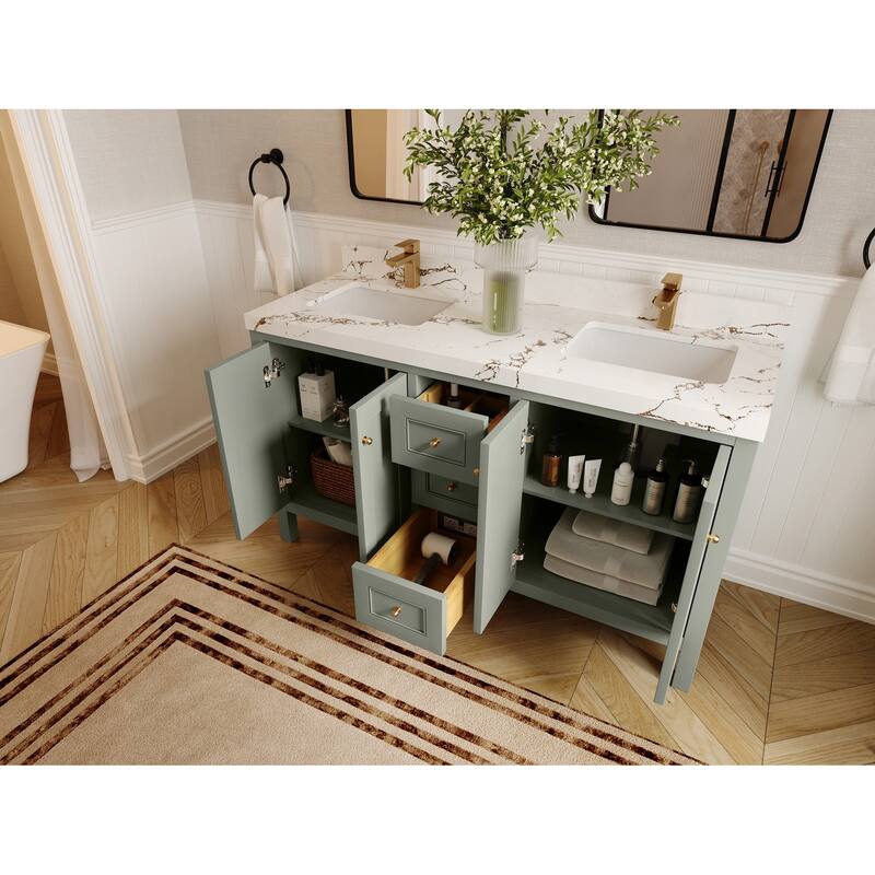 Willow Collections 60 in. W x 22 in. D Nashville Double Bowl Sink Bathroom Vanity with Countertop