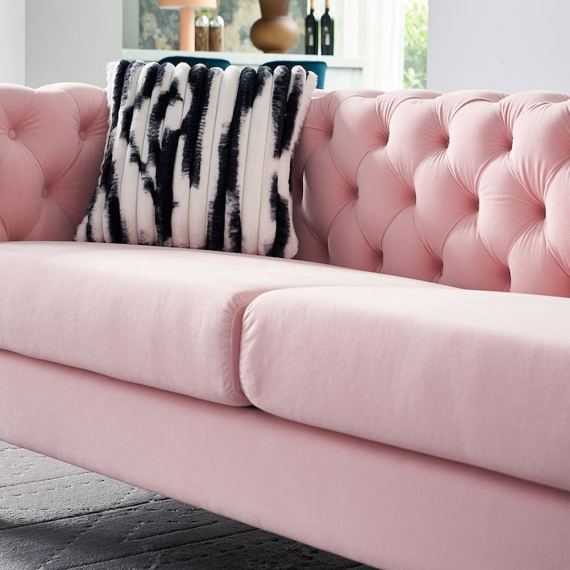 Chesterfield Modern Tufted Velvet Living Room Sofa, 84.25''W Couch,Mint Green