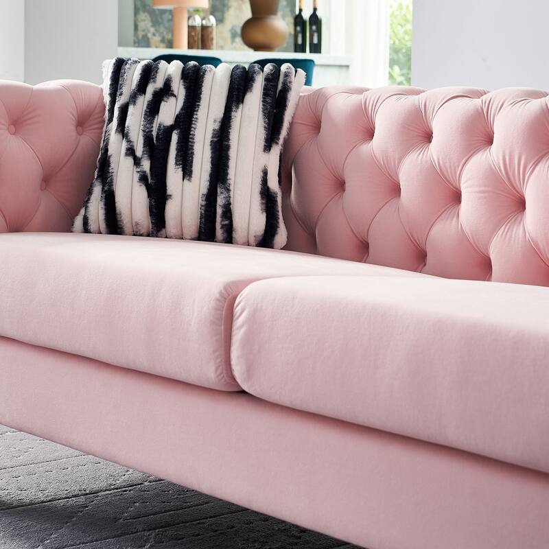 Modern Living Room Sofa Linen Square Arm Sofa