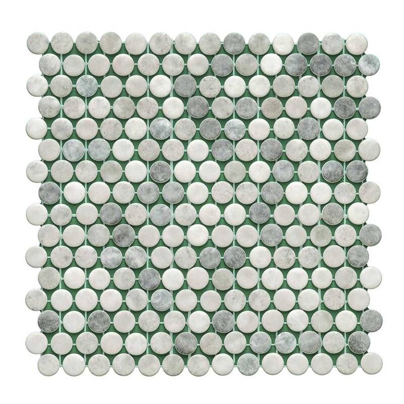 The Tile Life Eterna Penny 12x12 Round Glass Mosaic Floor, Wall & Backsplash Tile