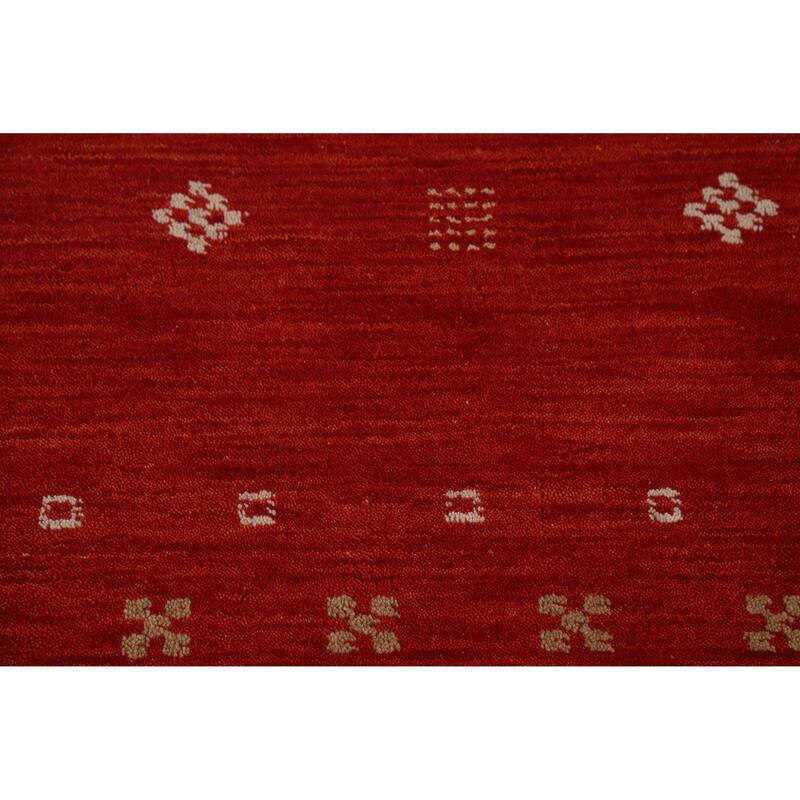 Gabbeh Indian Rug Hand-Knotted Red Wool Carpet - 3'1" x 4'9"