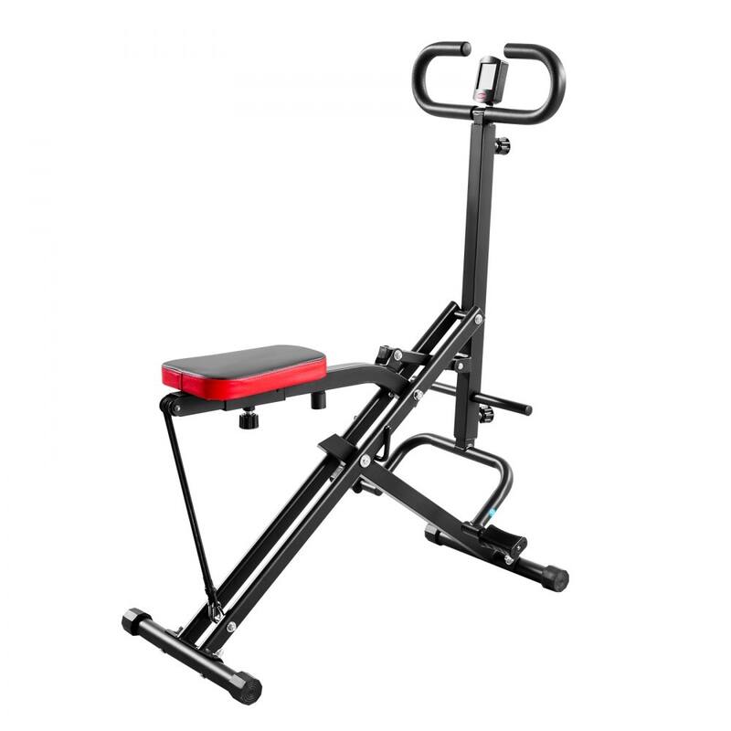Black Steel Deep Squat Training Machine with Adjustable Seat and Resistance Bands - 35.4 x 22.8 x 44.1 in