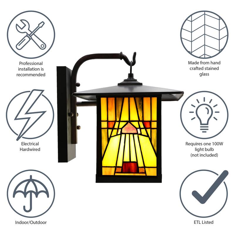 Bawe Red Stained Glass Oil Rubbed Bronze Light Fixture by Havenside Home - 9x10.75x11.75