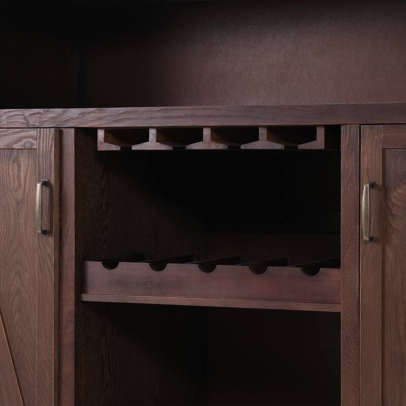 Christopher Knight Home - Barrington Rustic Bar Table Cabinet with Open Upper Shelf, Wine Rack & Glass Storage, Functional Use